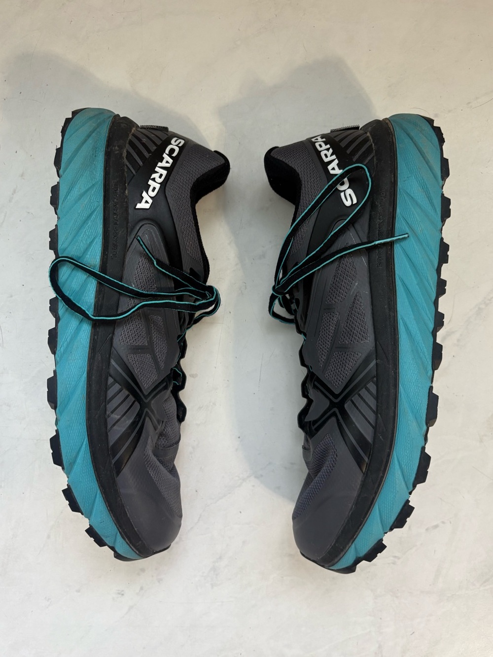 Scarpa Men’s 10.5 Gray Turquoise Spin Infinity Trail Running Shoes Hiking Travel - Picture 4 of 7